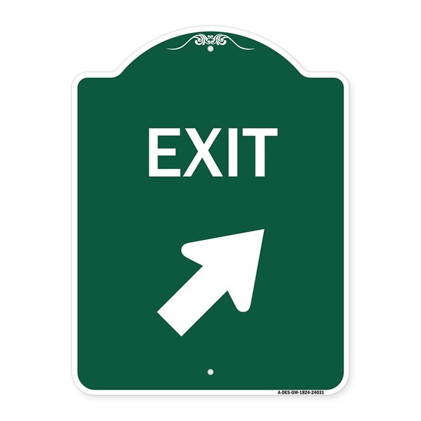 Signmission Designer Series Exit Exit W/ Right Arrow, Green & White Aluminum Sign, 18" H, 24" L, GW-1824-24031 A-DES-GW-1824-24031 - main